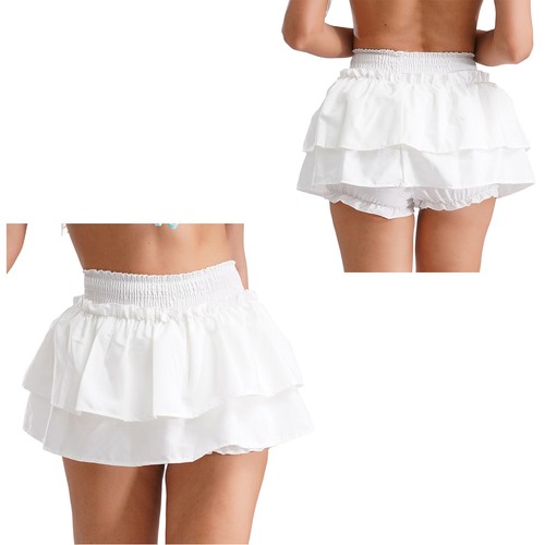 Womens Ruffled Tiered Mini Skirt Culottes Elastic Waist Miniskirt Safety Short - Picture 4 of 51