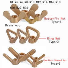 M4-M24 Brass Butterfly Ram-Horn-Shaped Ring Nut Through Hole Hand-tightened Nuts