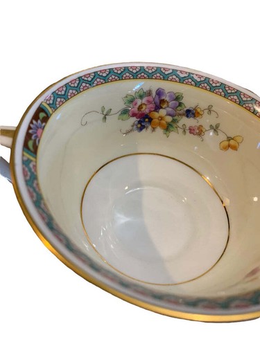 H & C Heinrich Vintage Bouillon Cup Senta Pattern Broth Double Handle Floral - Picture 4 of 7