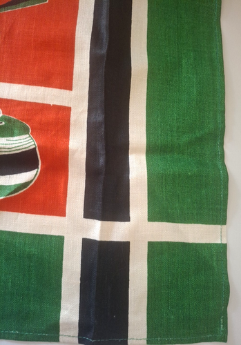 NEW Vintage VICTORY Blue, Green & Orange, Pot Motif Linen Kitchen Towel- Poland - Picture 5 of 8