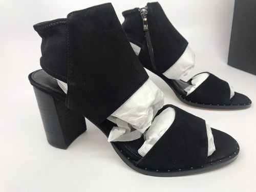 Pelle Moda Grey Sandal Size 8.5M Black Suede Mesh - Picture 1 of 7