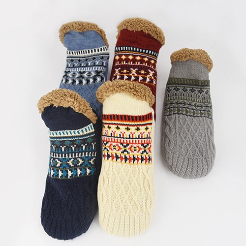 Women Mens Slipper Winter Cosy Socks Fluffy Non Slip Warm Fleece Lined Bed Floor - Picture 5 of 22