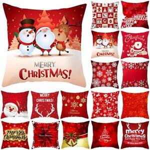 18/" Christmas Pillow Case Cushion Cover Throw Santa Claus Xmas Home Sofa Decor