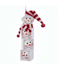 KURT ADLER 6.25" SNOWMAN HEAD BLOCK CHRISTMAS ORNAMENT H9602