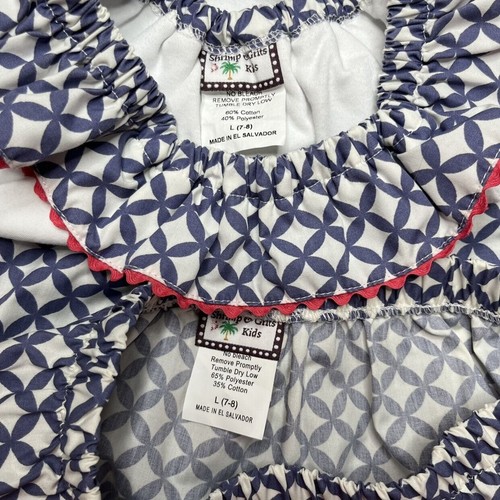 Shrimp Grits Kids Outfit Girls Navy White Whale Smocked Top and Skirt Size L - Picture 6 of 10