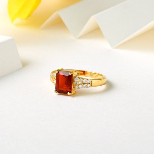 Cherry fire Opal Ring in 14K Yellow Gold Plated Sterling Silver - Bild 2 von 3