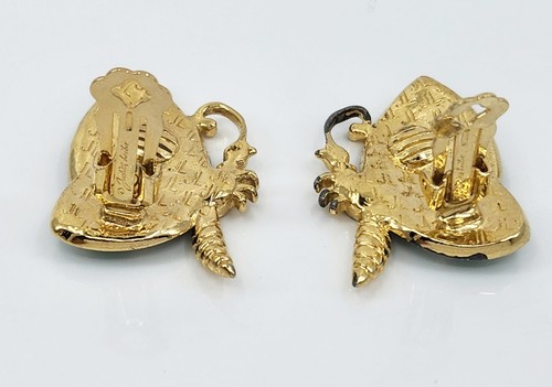 VINTAGE JUDITH LEIBER ENAMEL RHINESTONE JEWELED BUTTERFLY CLIP-ON EARRINGS - Bild 15 von 16