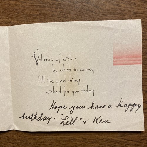 Vintage 1940er Happy Birthday Karte Freude Jubel Gesundheit Glück Bücher Blumen P2C - Bild 7 von 19