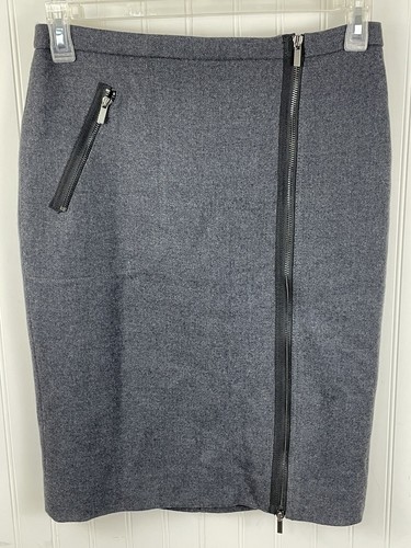 J. Crew Womens Pencil Wool Skirt grey Zipper Accent Pocket Size 6