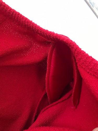 Castleberry Sz 14 Vtg Red Knit Dress w Black Color Block, Long sleeve, Tie Belt - Picture 17 of 21