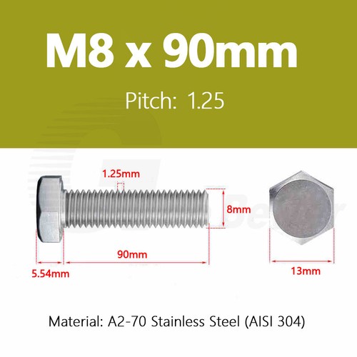 M6 M8 M10 Hex Head Bolts Machine Screws Stainless Steel A2 Fully Thread DIN 933 - Picture 69 of 125