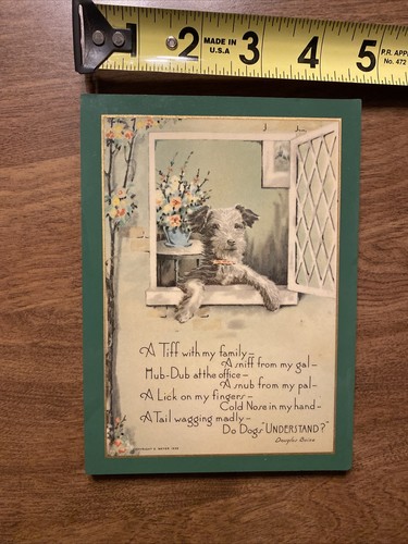 Vintage Douglas Baine Terrier Dog Poem Plaque Home Wall Decor Old 1939 B2 - Picture 12 of 12