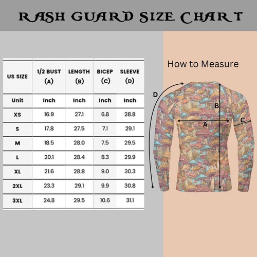 Mushroom Long Sleeve Rash Guard MMA Jiu Jitsu - Picture 3 of 10