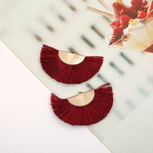 2pcs/lot Bohemian Fan Silk Tassels Flannel Fabric Flower Tassel Jewelry Making F - Picture 10 of 22