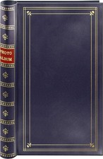 Spiral Bound Photo Album 300 Bi- Directional Memo Pockets Hold 4x6 Photos, Navy