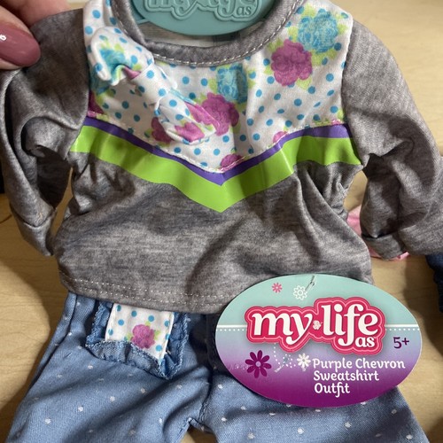 Lot Of 2 My Life Doll Clothes 18" New on hangers Outfits Pink Purple Chevron - Picture 4 of 6