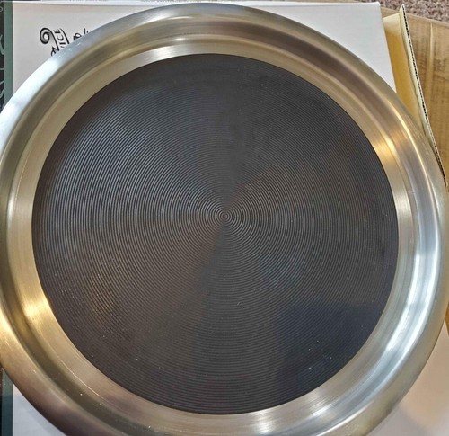 Tray With Top And Bottom Built In Nonslip Rubber Inserts 12" Round Stainless  - Picture 5 of 5