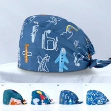 Surgical Scrub Cap Doctor Nurse Cotton Bouffant Adjustable Head Cover Print Hat✔