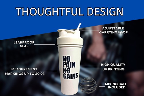 Protein Shaker Bottle For Protein Mix 24 oz (3 Pack) 24 Oz BPA Free - Picture 2 of 7