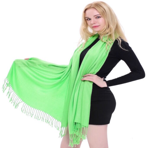 CJ Ropa Verde Brillante Color Sólido Chal Segundos Bufanda Estola Envoltura Pashmina NUEVO - Imagen 12 de 12