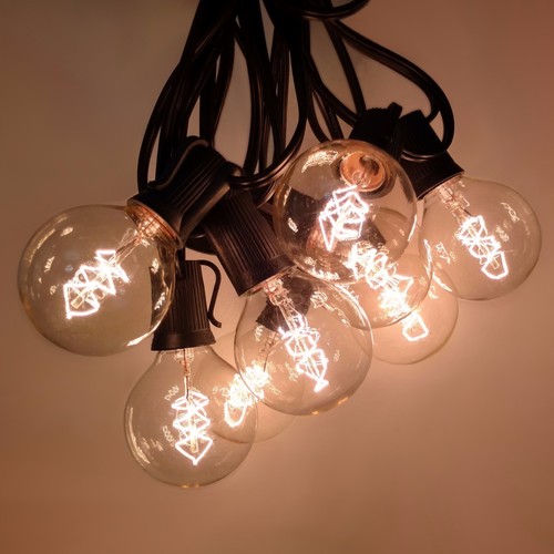Cuerda de luces de alambre negro vintage Edison de patio exterior de 25', 50' y 100' de largo - Imagen 18 de 34