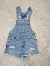 Wild Fable Women's Size XS Denim Overalls Cut Off Shorts Light Wash Distressed R