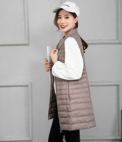 Packbare leichte Damenweste mit Daunenpuffer ärmellose Jacke lange Weste - Bild 11 von 26