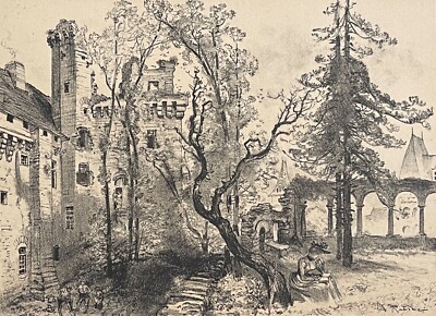 Schloss Chateaubriant Pays De La Loire Gravur XIX. Jh.