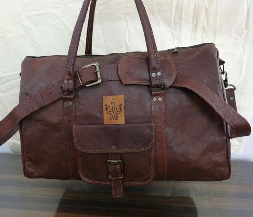 Neu Dreieck Herren Damen handgefertigte Leder Seesack Wochenende Fitness Reisetasche - Bild 11 von 12