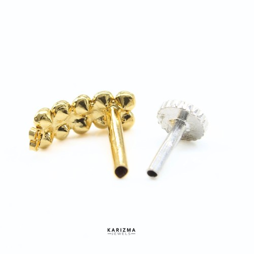 Vertikal 18K Echt Gold Indisch Damen Klar Weiß Cz Nasenstecker Nasen Ring Push - Bild 4 von 4