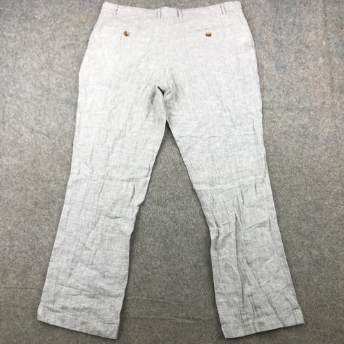 Club Room Pants Mens 34x30 Gray Regular Fit Chino Flat Front Linen Luxury - Picture 7 of 11