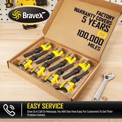 8X Bravex Ignition Coils DG508 for Ford F150 Expedition 4.6L 5.4L V8 Mercury - Picture 7 of 7
