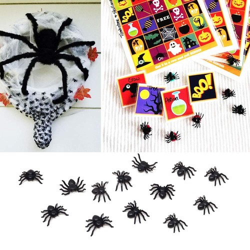 120PCS Plastic Mini Fake Black Spiders Halloween Home Party Decoration Props - Picture 5 of 7