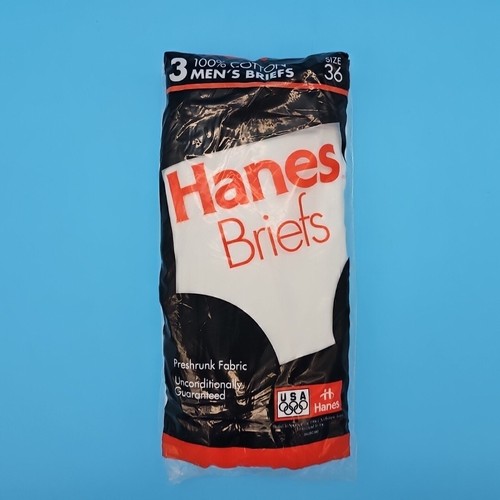 Vintage Hanes 3 Pack Mens Briefs Size 36 1996 NOS - SEALED