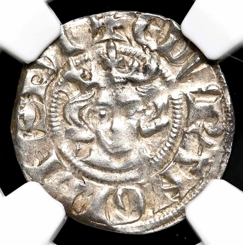 ENGLAND. Edward I Longshanks, 1272-1307. Silver Penny, S-1419, NGC AU55