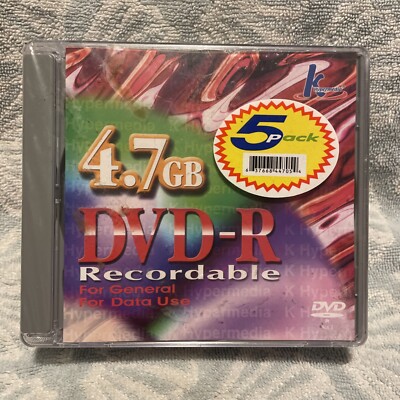 Factory Sealed DVD-R Blank recordable 4.7GB Disk 5 Pack by Hypermedia