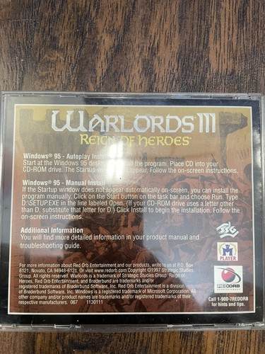 Warlords III 3: Reign of Heroes PC CD-ROM 1997 solo disco - Imagen 3 de 3