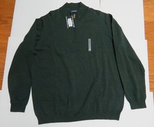 Roundtree Yorke Quarter Zip Pullover Sweater;Spruce Heather Green;XLTall; NWT
