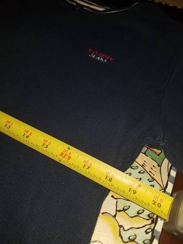 Camiseta Tommy Jeans Años 90 Vintage 2XL 100% Azul Algodón De Hechizo en el Pecho De Colección - Imagen 4 de 5