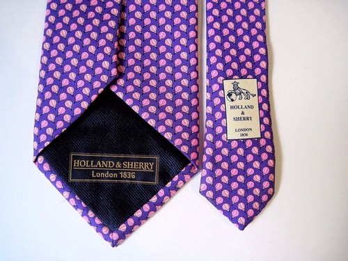 Cravatta HOLLAND & SHERRY viola rosa designer 100% seta ottime condizioni - Foto 2 di 2