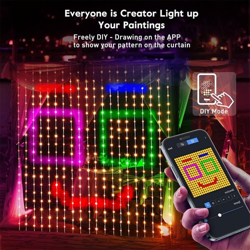 400 LED Smart Curtain Lights Color Changing DIY Hanging Fairy String APP Control - Picture 5 of 10