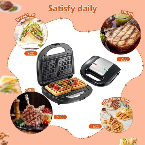 8-in-1 Sandwich Maker, 750W, Panini Press, Non-Stick, Temperature Control, LED - Picture 3 of 6
