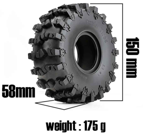 4Pcs 2.2in Crawler Tires Oversized 150mm Rubber Tyre for 1/10 RC Car Axial SCX10 - Picture 12 of 12