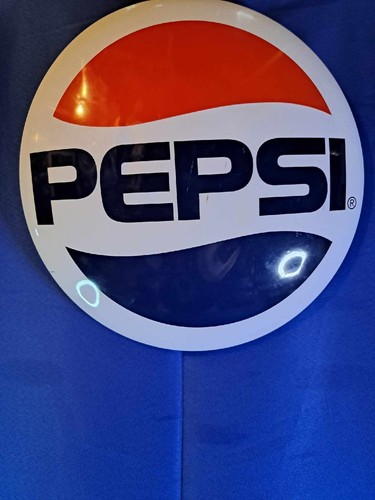 Pepsi-Cola Domed Tin Metal Sign - Pepsi - Soda - 1970's Logo - Ice Cold - Button - Picture 1 of 2