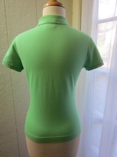 Authentic Lacoste Green Cap Sleeve Polo Shirt Women 40 Excellent - Picture 6 of 10