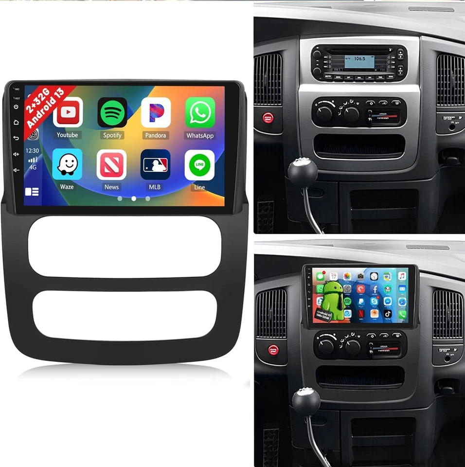 Android 13.0 CarPlay For 2002-2005 Dodge Ram 1500 2500 3500 Car Stereo GPS Radio - Imagem 4 de 4