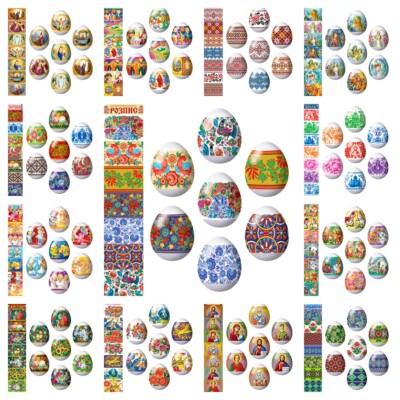 7 Osterei Deko Aufkleber Schrumpfschlauch Verpackung 52 verschiedene Designs