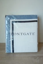 Frontgate Landen KING Duvet Cover Luxury Bedding Linen & Cotton, White & Blue