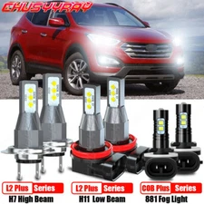 For Hyundai Santa Fe 2007-2012 Combo 6x LED Headlight Hi Lo Fog Light Kit 6000K