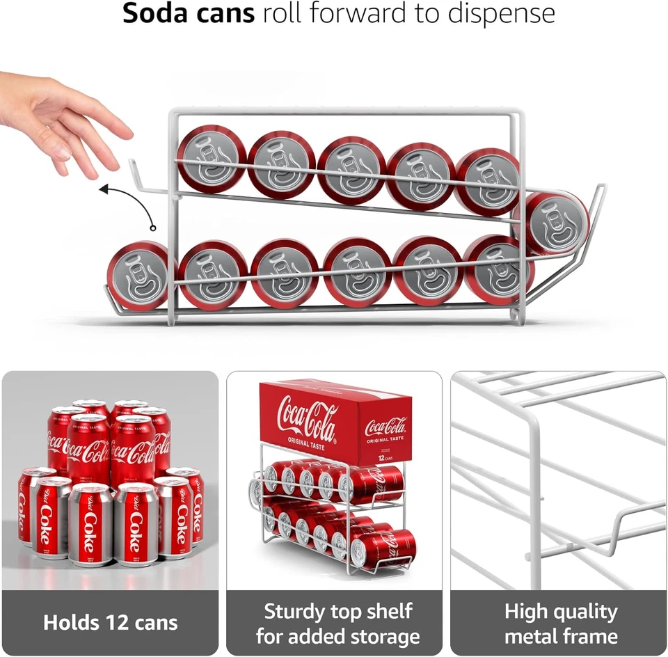 Dispensador de bebidas Sorbus Soda Can Rack - Dispensa 12 tamaño estándar 12 oz soda C Foto 4 de 4